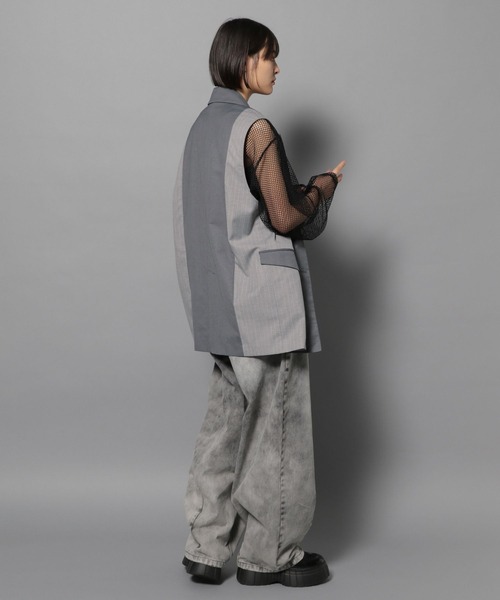 Anui（アニュイ）の「【UNISEX】サイドストライプブレザーベスト