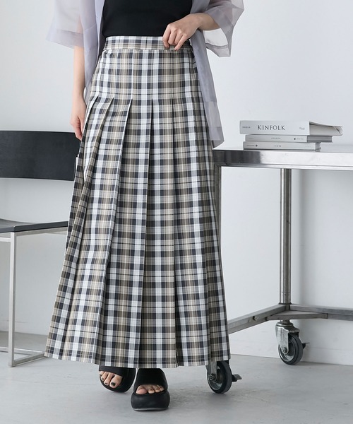 forksy.】チェックプリーツロングスカート（スカート）｜forksy