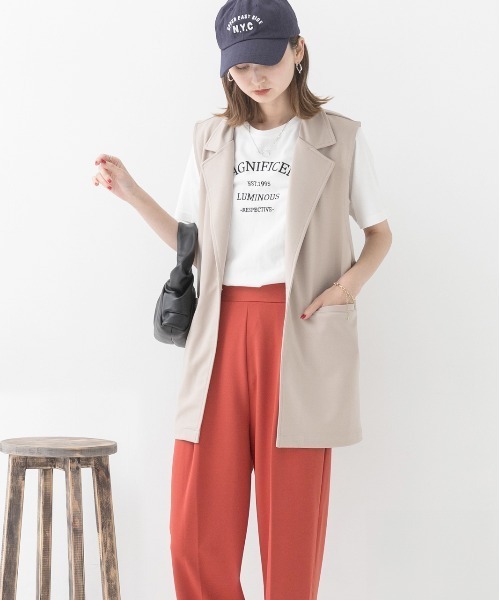 ad thie(アドティエ)の「ストレッチ素材 ポケット付き テーラードジレ(ベスト・レディース・ピンク/グリーン/グレー/イエロー/ブラック/ベージュ/ブラウン・FREE)」の18枚目の写真