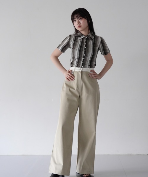 stripe fluff tops（Tシャツ/カットソー）｜Uenui（ウニュイ）の