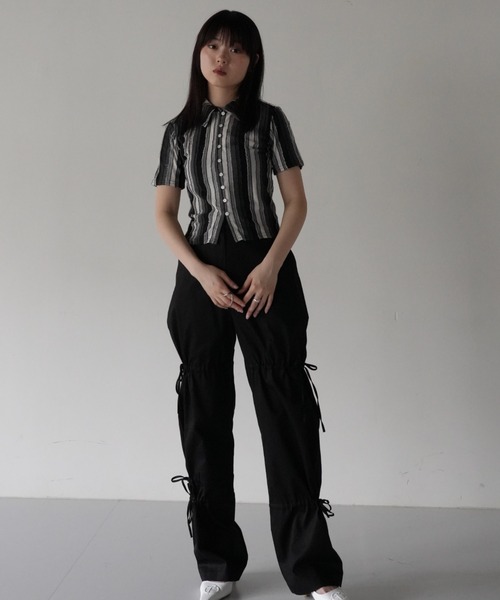 Uenui（ウニュイ）の「stripe fluff tops（Tシャツ/カットソー・レディース・カーキ/ブラック・FREE）」の6枚目の写真