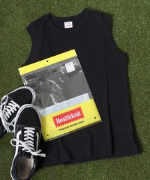 Healthknit（ヘルスニット）ベーシックワッフル クルーネックノースリーブTシャツ/パックT/無地 ボーダー