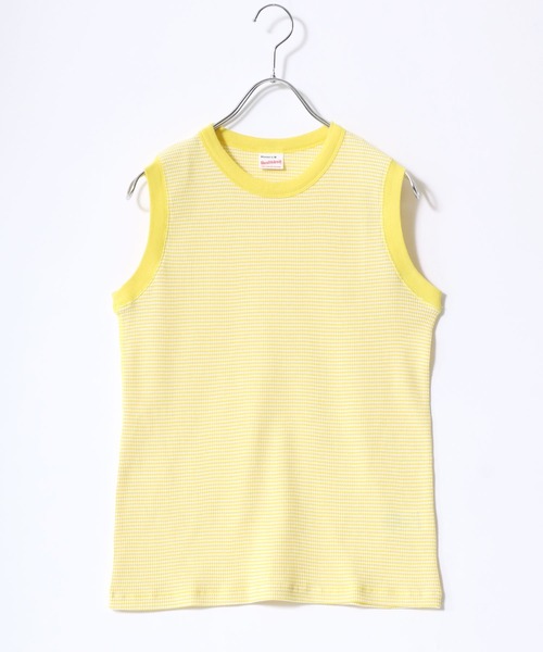 Healthknit(ヘルスニット)の「Healthknit(ヘルスニット)ベーシックワッフル クルーネックノースリーブTシャツ/パックT/無地 ボーダー(Tシャツ/カットソー・レディース・グリーン系その他/ブラック/イエロー系その他/ホワイト×ブラック/ピンク/オフホワイト/ブルー系その他/ブルー系その他2・M)」の18枚目の写真