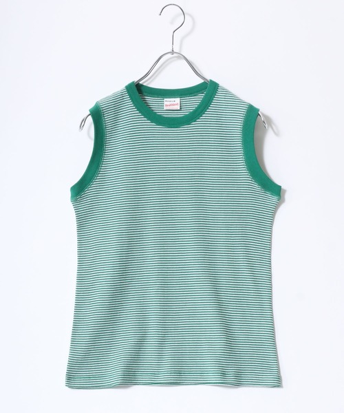 Healthknit(ヘルスニット)の「Healthknit(ヘルスニット)ベーシックワッフル クルーネックノースリーブTシャツ/パックT/無地 ボーダー(Tシャツ/カットソー・レディース・グリーン系その他/ブラック/イエロー系その他/ホワイト×ブラック/ピンク/オフホワイト/ブルー系その他/ブルー系その他2・M)」の16枚目の写真