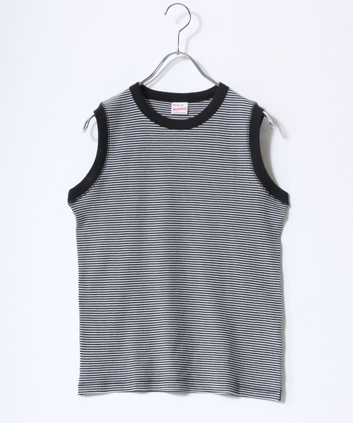 Healthknit(ヘルスニット)の「Healthknit(ヘルスニット)ベーシックワッフル クルーネックノースリーブTシャツ/パックT/無地 ボーダー(Tシャツ/カットソー・レディース・グリーン系その他/ブラック/イエロー系その他/ホワイト×ブラック/ピンク/オフホワイト/ブルー系その他/ブルー系その他2・M)」の12枚目の写真