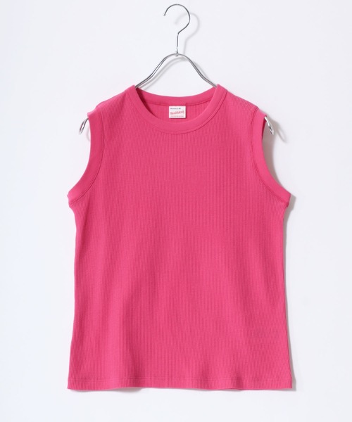 Healthknit(ヘルスニット)の「Healthknit(ヘルスニット)ベーシックワッフル クルーネックノースリーブTシャツ/パックT/無地 ボーダー(Tシャツ/カットソー・レディース・グリーン系その他/ブラック/イエロー系その他/ホワイト×ブラック/ピンク/オフホワイト/ブルー系その他/ブルー系その他2・M)」の20枚目の写真