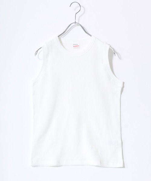 Healthknit(ヘルスニット)の「Healthknit(ヘルスニット)ベーシックワッフル クルーネックノースリーブTシャツ/パックT/無地 ボーダー(Tシャツ/カットソー・レディース・グリーン系その他/ブラック/イエロー系その他/ホワイト×ブラック/ピンク/オフホワイト/ブルー系その他/ブルー系その他2・M)」の10枚目の写真