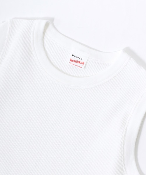 Healthknit(ヘルスニット)の「Healthknit(ヘルスニット)ベーシックワッフル クルーネックノースリーブTシャツ/パックT/無地 ボーダー(Tシャツ/カットソー・レディース・グリーン系その他/ブラック/イエロー系その他/ホワイト×ブラック/ピンク/オフホワイト/ブルー系その他/ブルー系その他2・M)」の22枚目の写真