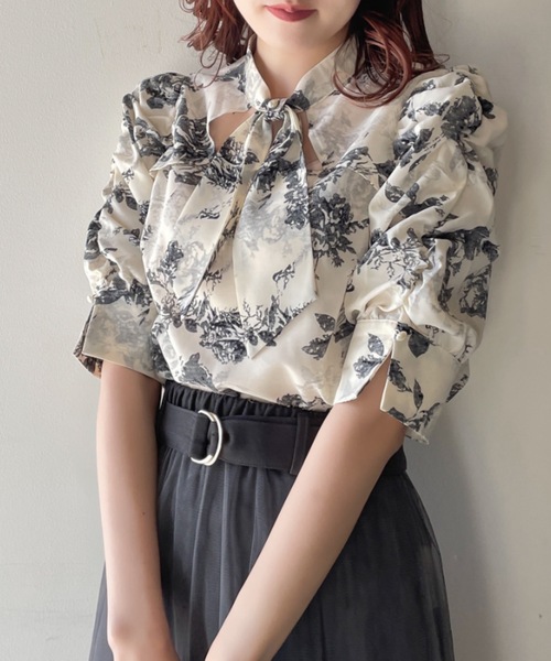 abc une face（アーベーセーアンフェイス）の「タイ付き2WAYブラウス（シャツ/ブラウス・レディース・ベージュ系その他/ホワイト系その他/ホワイト/ブルー系その他・FREE）」の8枚目の写真