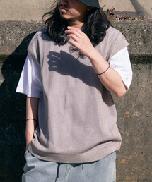 VENCEEXCHANGE（ヴァンスエクスチェンジ）の「【2点セット】メッシュニットベストアンサンブルTシャツ（Tシャツ/カットソー・メンズ）」