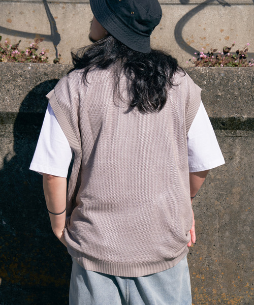 VENCEEXCHANGE（ヴァンスエクスチェンジ）の「【2点セット】メッシュニットベストアンサンブルTシャツ（Tシャツ/カットソー・メンズ・ライム/グリーン/ブルー系/グレー/ブラック・M/L）」の13枚目の写真