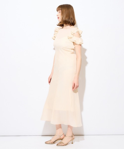 ME COUTURE(ミークチュール)の「ラメストライプカットアウトドレス(ワンピース・レディース・グリーン/アイボリー・0/1)」の15枚目の写真