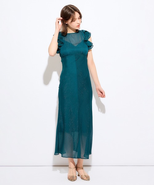 ME COUTURE(ミークチュール)の「ラメストライプカットアウトドレス(ワンピース・レディース・グリーン/アイボリー・0/1)」の10枚目の写真