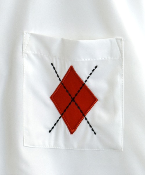 Starting Over（スターティングオーバー）の「argyle embroidery open collar shirt/アーガイル刺繍 半袖 オープンカラーシャツ（シャツ/ブラウス・メンズ・ネイビー/ホワイト/ブラック・M/L/XL）」の5枚目の写真