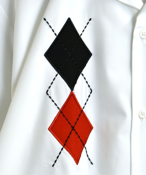 Starting Over（スターティングオーバー）の「argyle embroidery open collar shirt/アーガイル刺繍 半袖 オープンカラーシャツ（シャツ/ブラウス・メンズ・ネイビー/ホワイト/ブラック・M/L/XL）」の6枚目の写真