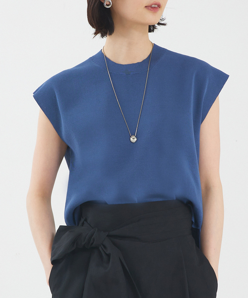 qualite（カリテ）の「【アンサンブル対応】コットンフレンチスリーブニット（ニット/セーター・レディース・オレンジ/チャコールグレー/グレイッシュブルー/オフホワイト・フリー）」の3枚目の写真