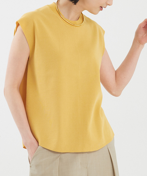 qualite（カリテ）の「【アンサンブル対応】コットンフレンチスリーブニット（ニット/セーター・レディース・オレンジ/チャコールグレー/グレイッシュブルー/オフホワイト・フリー）」の4枚目の写真