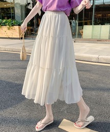 シフォン 裏地付き ハイウエスト スカート