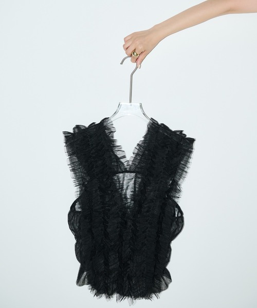 AIC.(エーアイシー)の「2WAYチュールフリルビスチェ(ベスト・レディース・グレー/ブラック・FREE)」の5枚目の写真