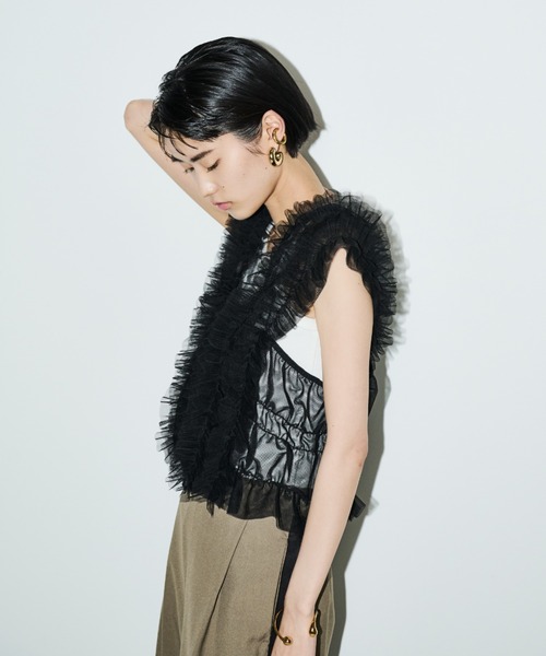 AIC.(エーアイシー)の「2WAYチュールフリルビスチェ(ベスト・レディース・グレー/ブラック・FREE)」の22枚目の写真