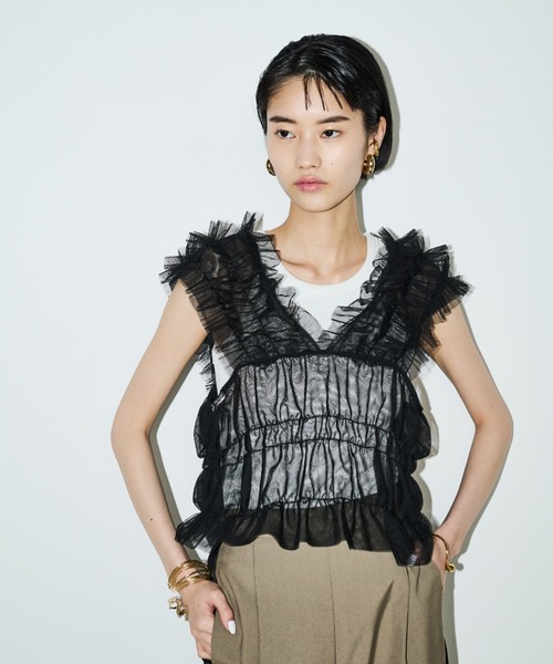 AIC.(エーアイシー)の「2WAYチュールフリルビスチェ(ベスト・レディース・グレー/ブラック・FREE)」の19枚目の写真