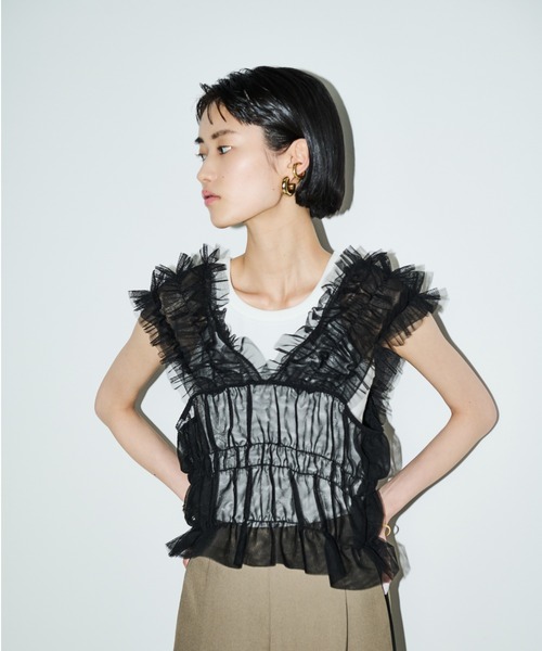 AIC.(エーアイシー)の「2WAYチュールフリルビスチェ(ベスト・レディース・グレー/ブラック・FREE)」の9枚目の写真