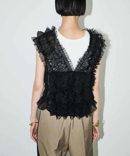 AIC.(エーアイシー)の「2WAYチュールフリルビスチェ(ベスト・レディース・グレー/ブラック・FREE)」の13枚目の写真