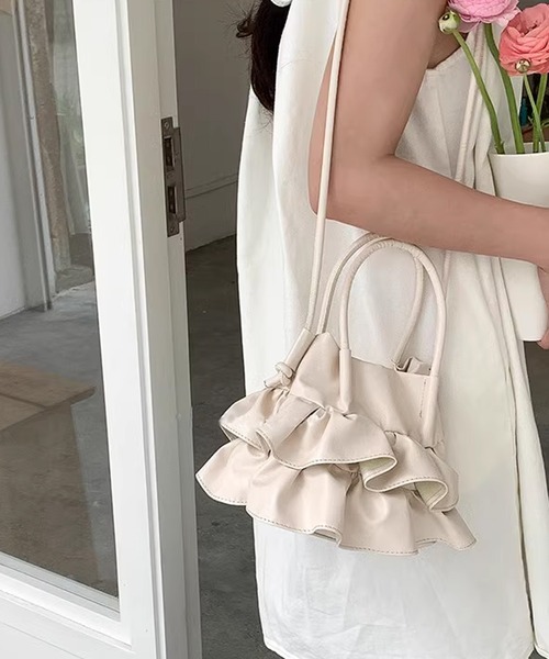 セール】Ruffled Drawstring Shoulder Bag / フリルショルダーバッグ