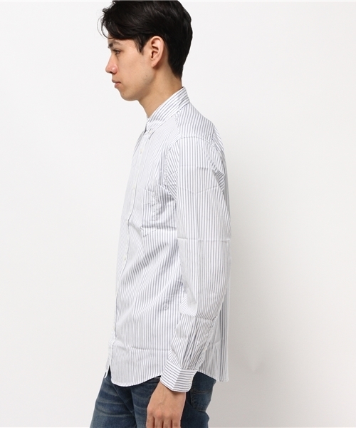 SEVENDAYS=SUNDAY（セブンデイズサンデイ）の「ストライプ製品染　長袖ボタンダウンシャツ（シャツ/ブラウス・メンズ・オフホワイト/ネイビー/ベージュ・SMALL/LARGE/MEDIUM）」の5枚目の写真