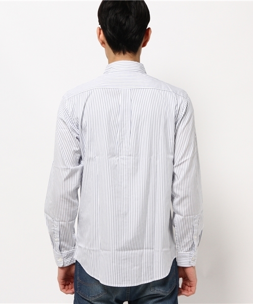 SEVENDAYS=SUNDAY（セブンデイズサンデイ）の「ストライプ製品染　長袖ボタンダウンシャツ（シャツ/ブラウス・メンズ・オフホワイト/ネイビー/ベージュ・SMALL/LARGE/MEDIUM）」の6枚目の写真