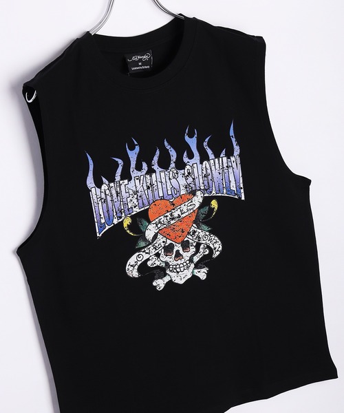 セール】EdHardy ノースリーブTシャツ ロング丈 ラブキル ダイス