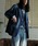 aimohaiACnj́uyaimoha neozLAYERED SAPPHIRE STRIPE LEISURE BLAZERie[[hWPbgjvblCr[