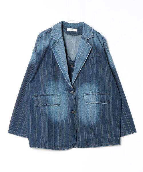 aimoha（アイモハ）の「【aimoha neo】LAYERED SAPPHIRE STRIPE LEISURE BLAZER（テーラードジャケット・メンズ・ネイビー・FREE）」の7枚目の写真