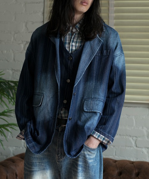 aimoha（アイモハ）の「【aimoha neo】LAYERED SAPPHIRE STRIPE LEISURE BLAZER（テーラードジャケット・メンズ・ネイビー・FREE）」の12枚目の写真