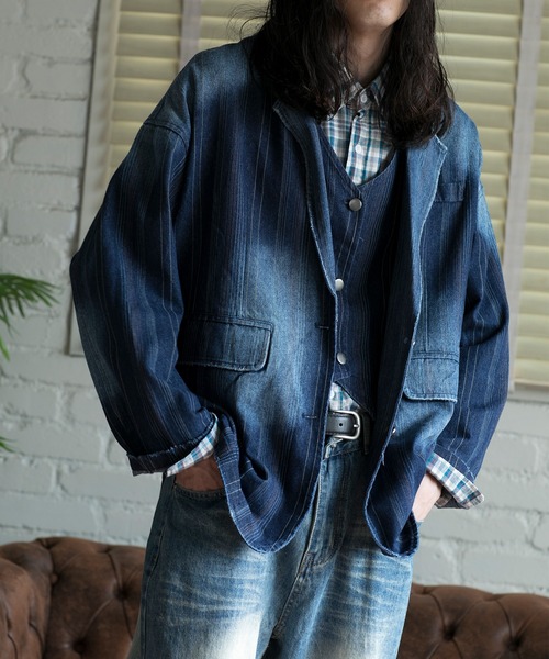 aimoha（アイモハ）の「【aimoha neo】LAYERED SAPPHIRE STRIPE LEISURE BLAZER（テーラードジャケット・メンズ・ネイビー・FREE）」の13枚目の写真