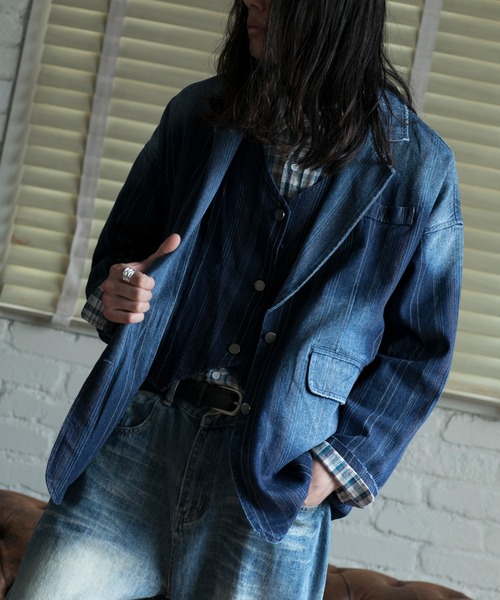 aimoha（アイモハ）の「【aimoha neo】LAYERED SAPPHIRE STRIPE LEISURE BLAZER（テーラードジャケット・メンズ・ネイビー・FREE）」の16枚目の写真