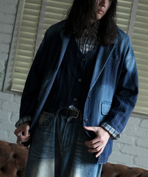 aimoha（アイモハ）の「【aimoha neo】LAYERED SAPPHIRE STRIPE LEISURE BLAZER（テーラードジャケット・メンズ・ネイビー・FREE）」の17枚目の写真