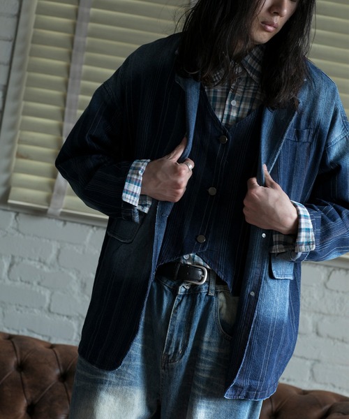 aimoha（アイモハ）の「【aimoha neo】LAYERED SAPPHIRE STRIPE LEISURE BLAZER（テーラードジャケット・メンズ・ネイビー・FREE）」の18枚目の写真