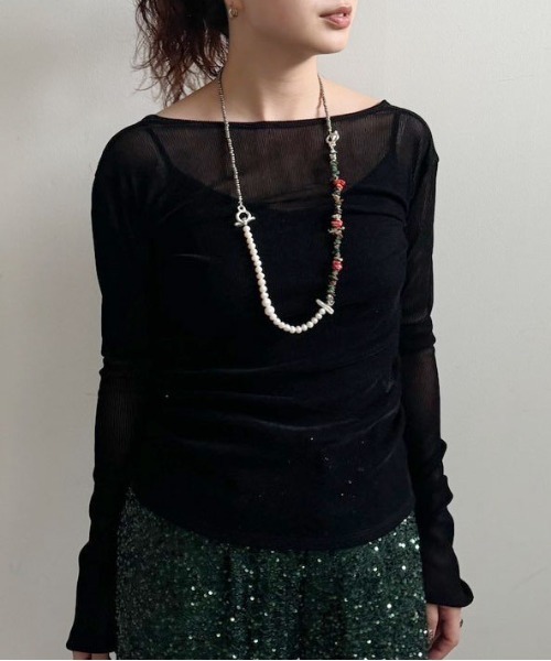 セール】FLOCKY SKIN L/S CUT TOP（Tシャツ/カットソー）｜AMERI 