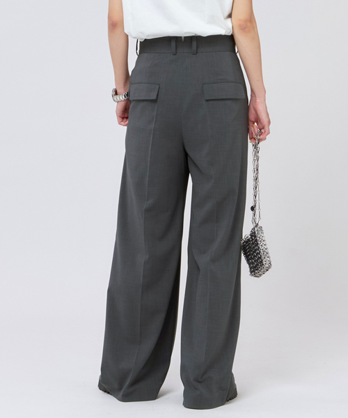 AP STUDIO（エーピーストゥディオ）の「ツイルハイウエステッドパンツ（スラックス・レディース・ブラック/グレー・34/40/38/36）」の3枚目の写真