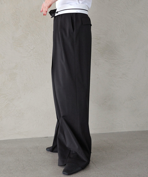 AP STUDIO（エーピーストゥディオ）の「ツイルハイウエステッドパンツ（スラックス・レディース・ブラック/グレー・34/40/38/36）」の7枚目の写真