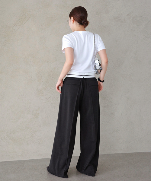 AP STUDIO（エーピーストゥディオ）の「ツイルハイウエステッドパンツ（スラックス・レディース・ブラック/グレー・34/40/38/36）」の11枚目の写真