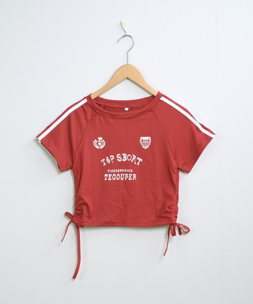 shopnikoniko(ショップニコニコ)の「ゲームTシャツ 半袖 ブロークコア Tシャツ ショート丈 袖ライン スポーツ ユニフォーム ゲームシャツ(Tシャツ/カットソー・レディース・ブラック/レッド・フリー)」の19枚目の写真