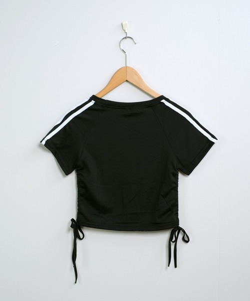 shopnikoniko(ショップニコニコ)の「ゲームTシャツ 半袖 ブロークコア Tシャツ ショート丈 袖ライン スポーツ ユニフォーム ゲームシャツ(Tシャツ/カットソー・レディース・ブラック/レッド・フリー)」の16枚目の写真