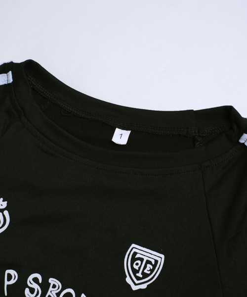 shopnikoniko(ショップニコニコ)の「ゲームTシャツ 半袖 ブロークコア Tシャツ ショート丈 袖ライン スポーツ ユニフォーム ゲームシャツ(Tシャツ/カットソー・レディース・ブラック/レッド・フリー)」の15枚目の写真