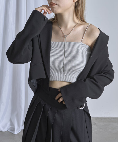 RAY CASSIN（レイカズン）の「ニットパット付きキャミ（キャミソール・レディース・ブルー/ブラック/ホワイト・FREE）」の5枚目の写真