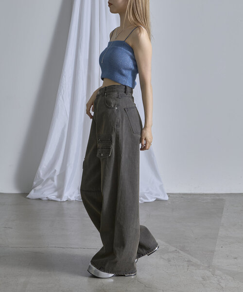 RAY CASSIN（レイカズン）の「ニットパット付きキャミ（キャミソール・レディース・ブルー/ブラック/ホワイト・FREE）」の19枚目の写真