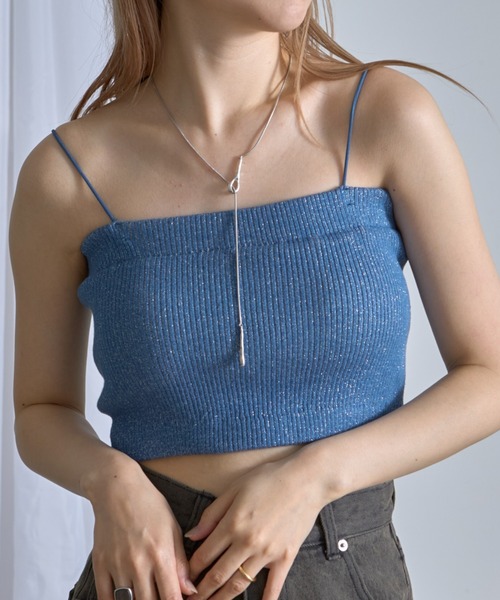 RAY CASSIN（レイカズン）の「ニットパット付きキャミ（キャミソール・レディース・ブルー/ブラック/ホワイト・FREE）」の3枚目の写真