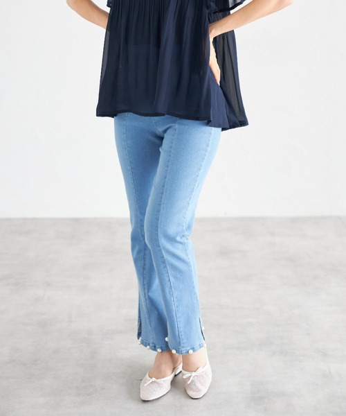 tocco closet(トッコ クローゼット)の「【ZOZO限定】パールヘムデニムパンツ(デニムパンツ・レディース・ブルー/サックスブルー/ブラック・M)」の16枚目の写真