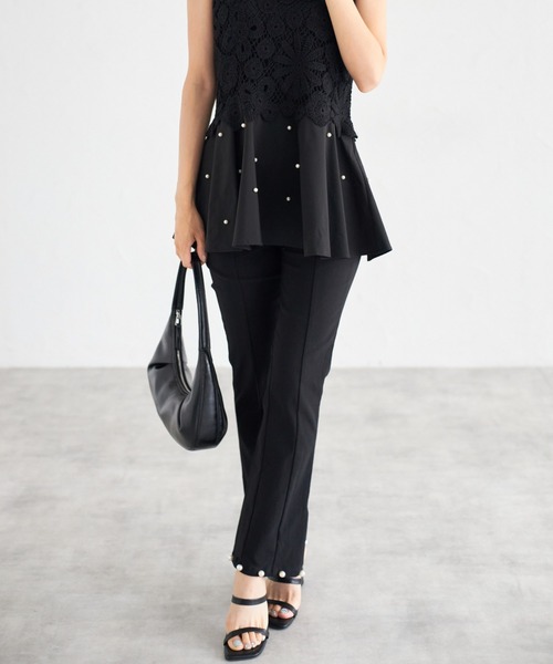 tocco closet(トッコ クローゼット)の「【ZOZO限定】パールヘムデニムパンツ(デニムパンツ・レディース・ブルー/サックスブルー/ブラック・M)」の8枚目の写真